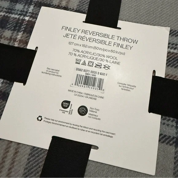 Hudson's Bay Reversible Finley Throw Blanket in Grey, Navy and Brown Tartan - Picture 3 of 6
